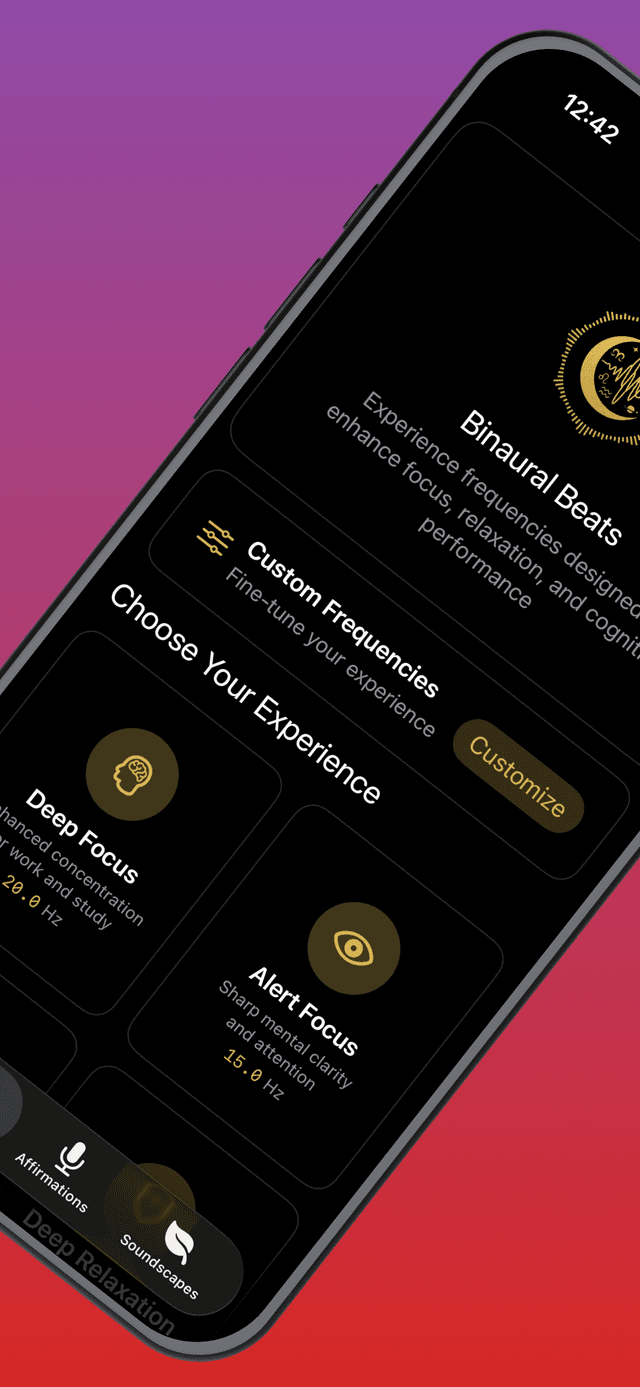 Binaural Beats App Screen - Left